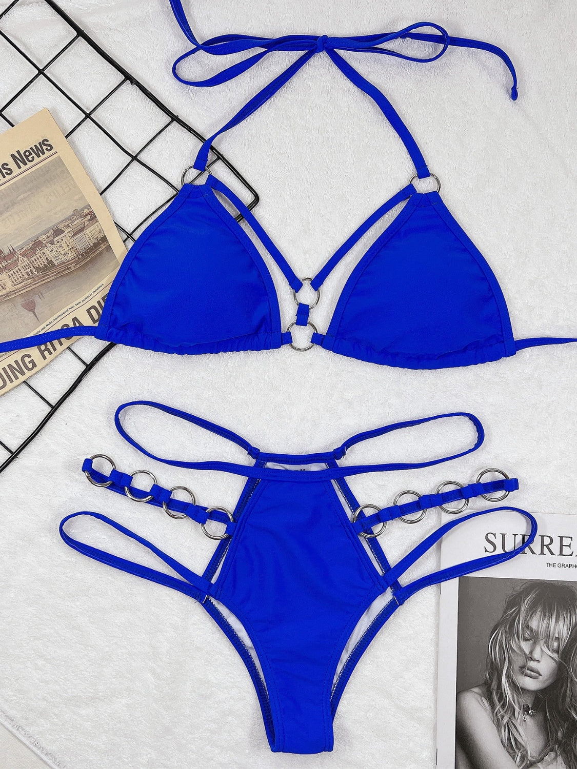 “The Old Ball & Chain” Cutout Halter Neck Two-Piece Bikini Set