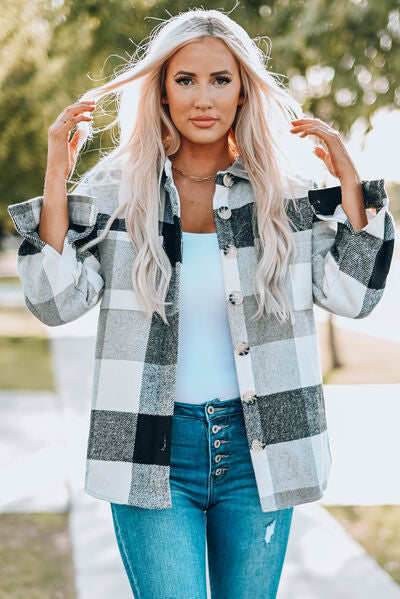 “The Range” Plaid Button Up Dropped Shoulder Jacket