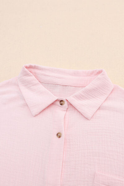 “The Buttoned Blusher” Pocketed Button Up Long Sleeve Shirt