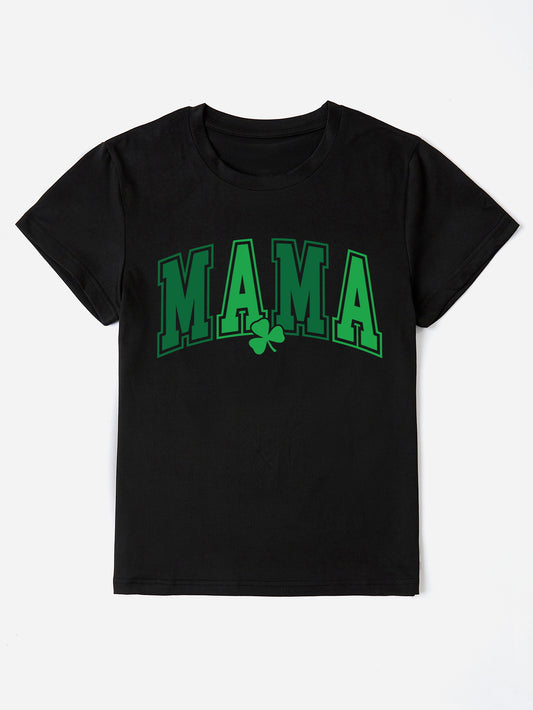 “The Lucky MAMA” Round Neck Short Sleeve T-Shirt