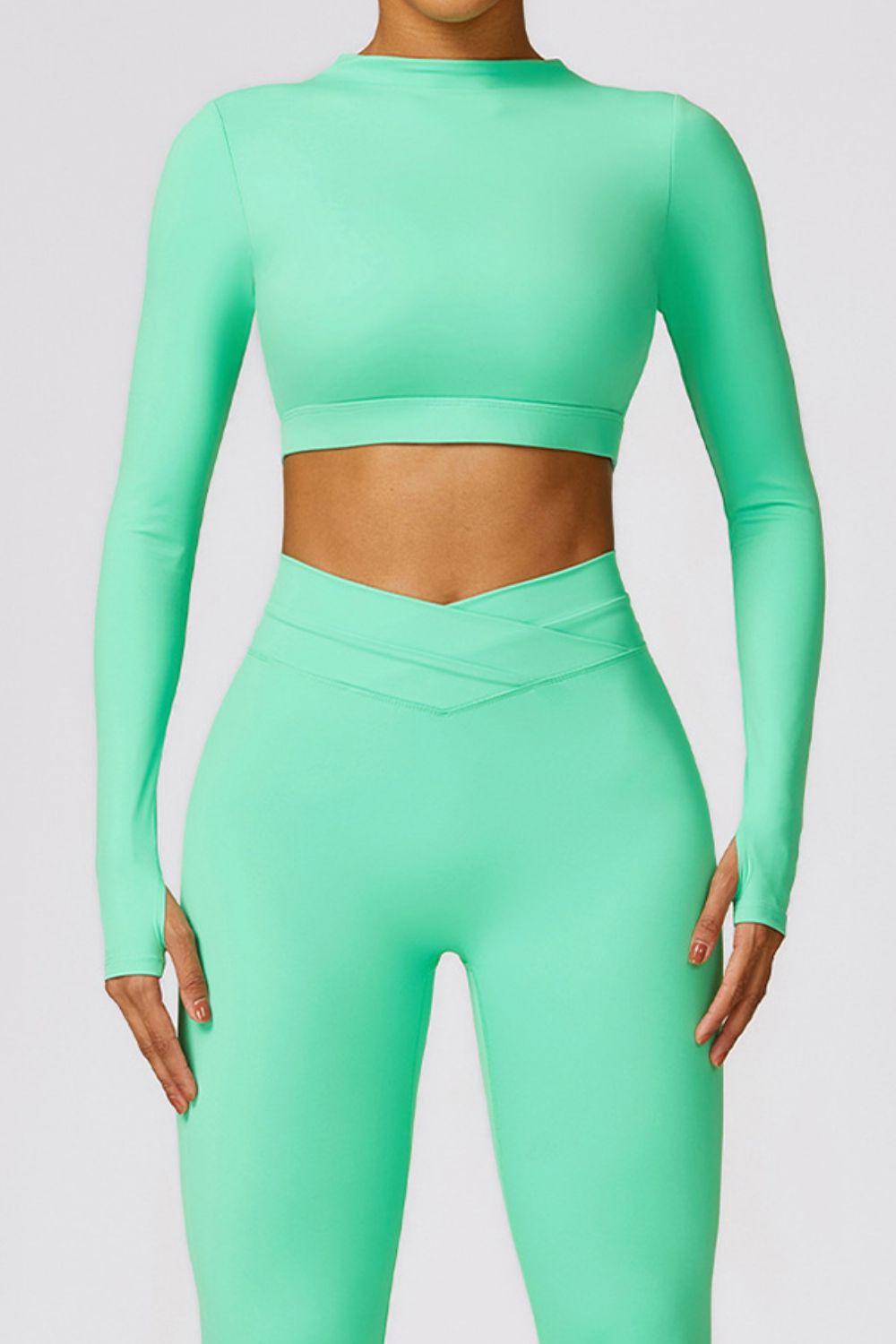 “The Cutout” Mock Neck Long Sleeve Active T-Shirt