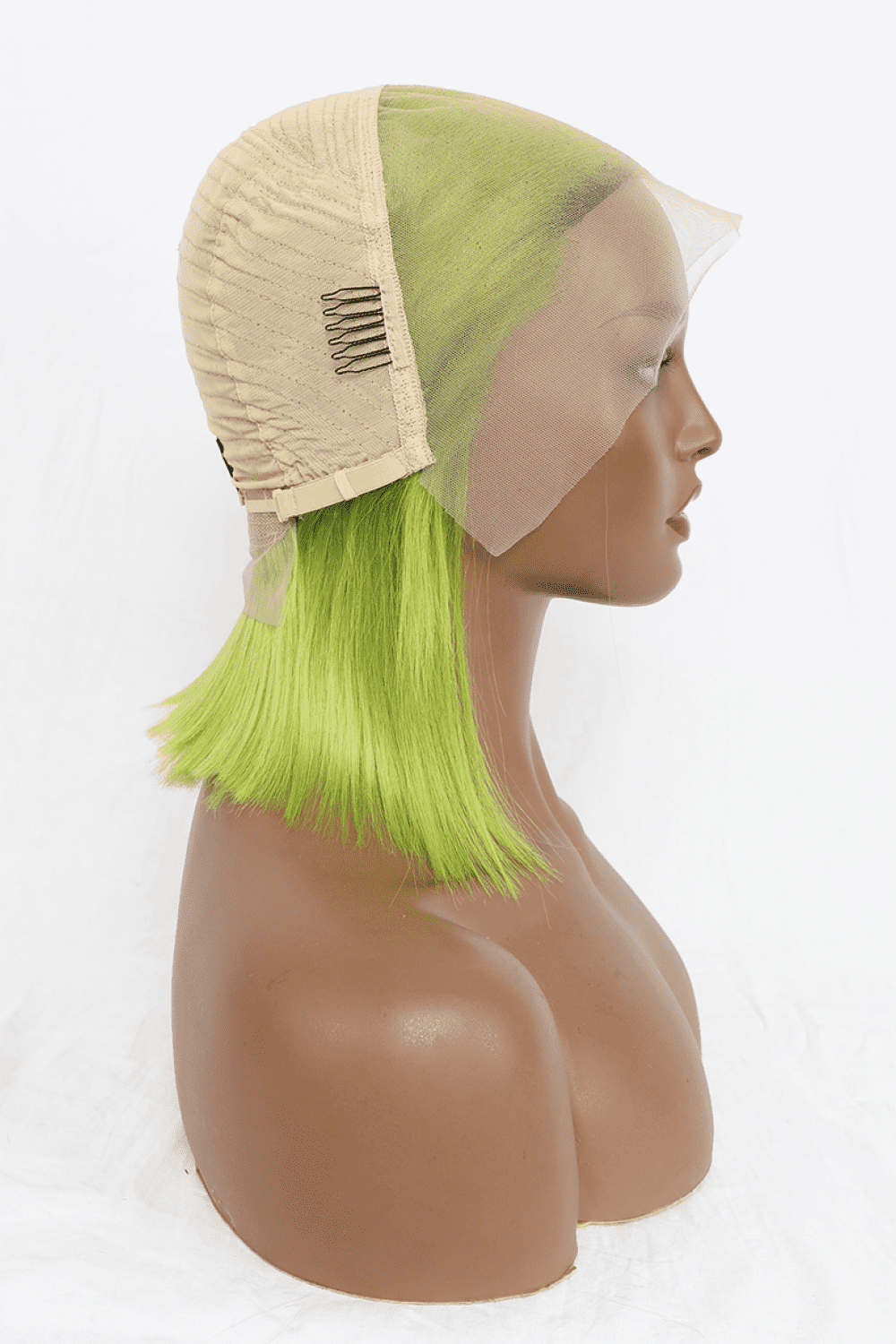 “Brick Bundles:Slime Grind” 12" 140g Lace Front Wigs Human Hair in Lime 150% Density