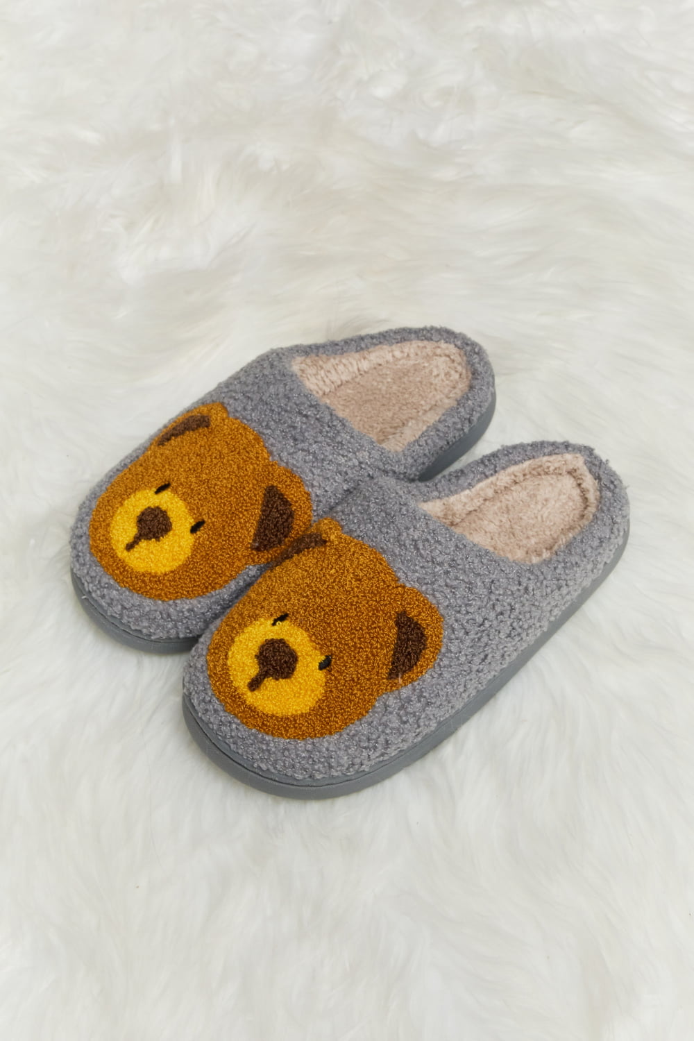 “The Teddy Bear” Print Plush Slide Slippers