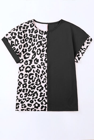 “The Paws” Plus Size Leopard Round Neck T-Shirt