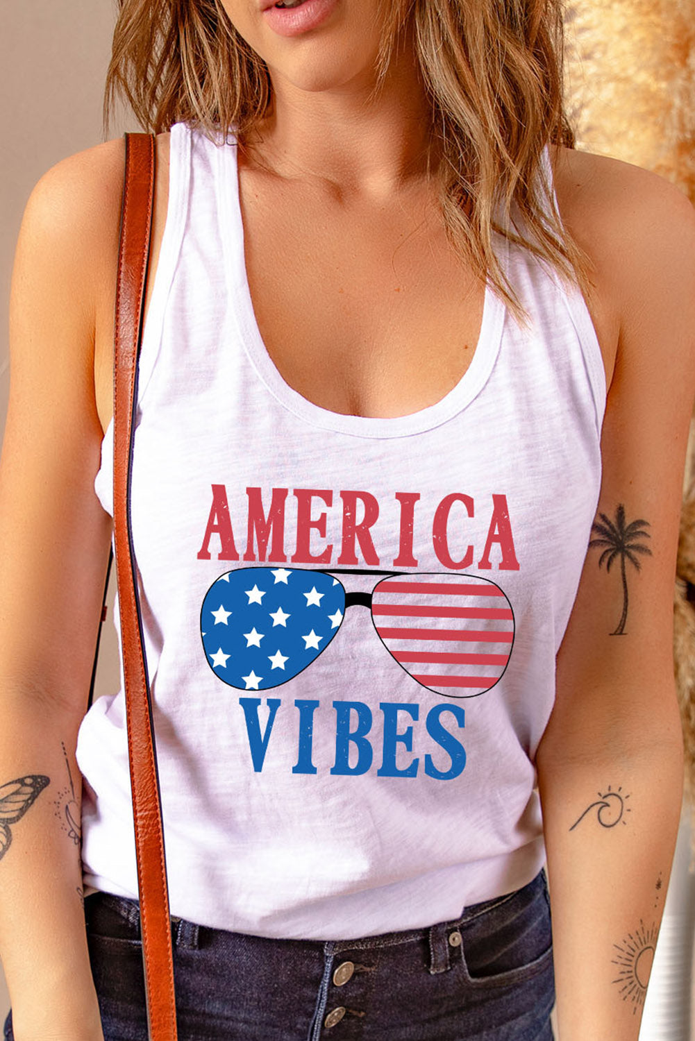 “The AMERICA VIBES” Graphic Round Neck Tank