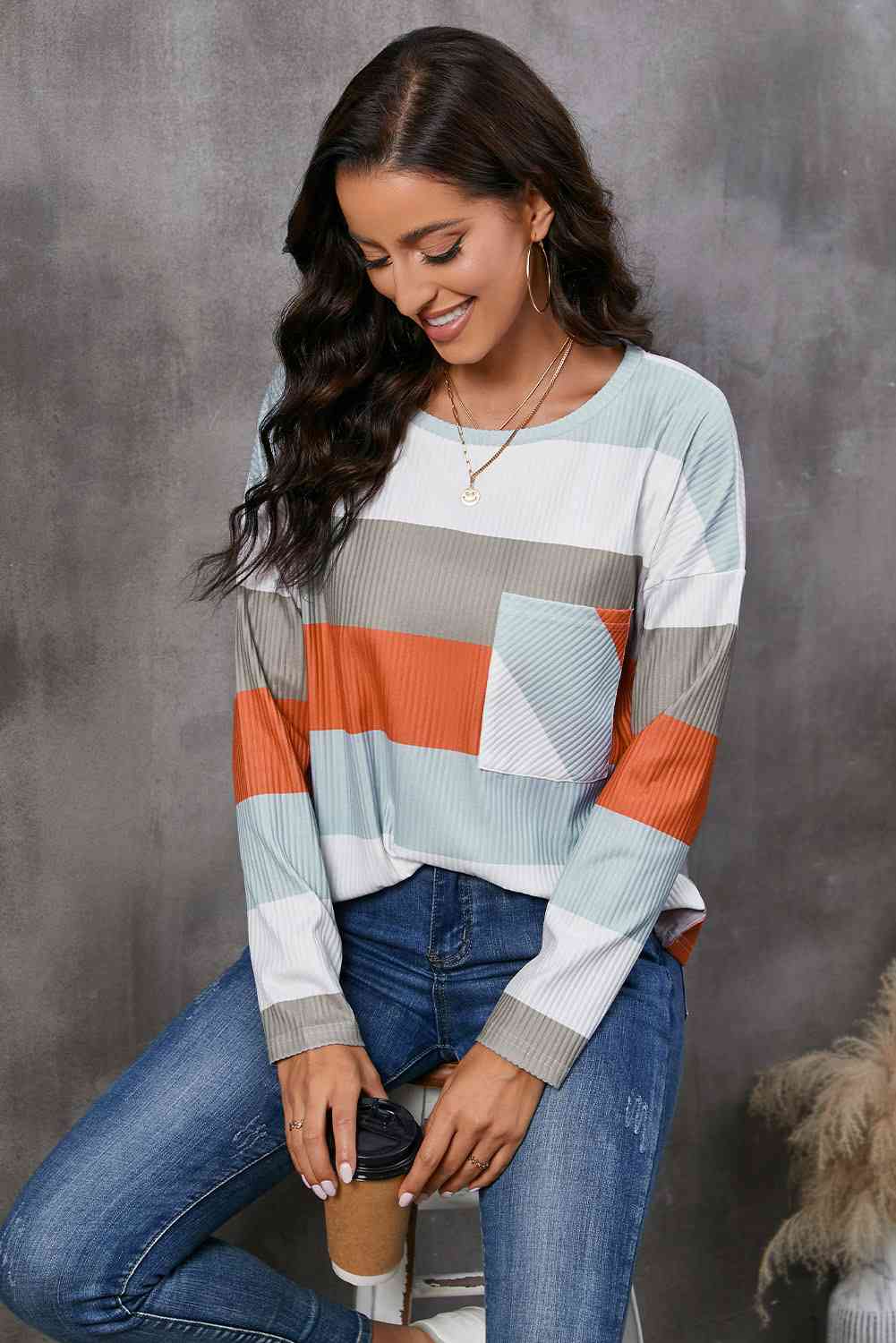 “The Wide Stripe” Top with Pocket