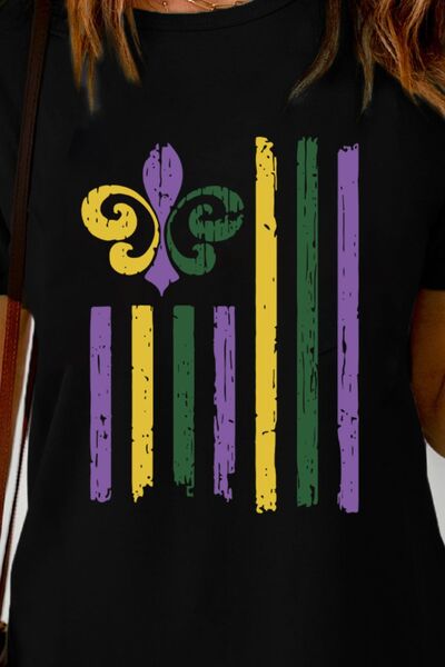 “THE RIDE TO MARDI GRAS” Graphic Round Neck T-Shirt