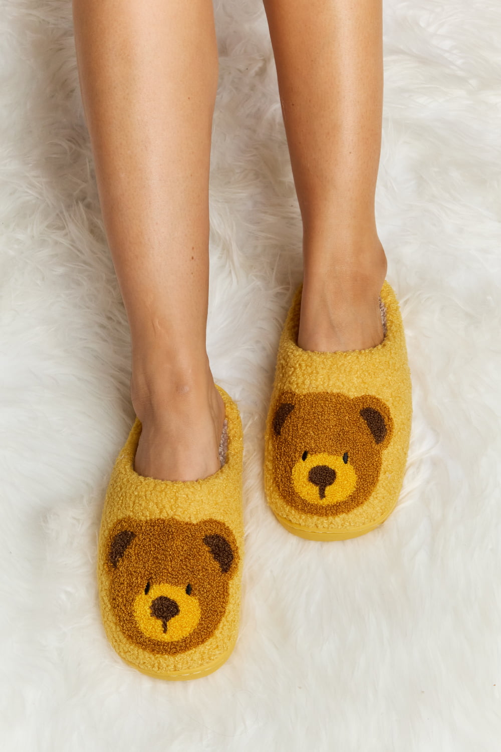 “The Teddy Bear” Print Plush Slide Slippers