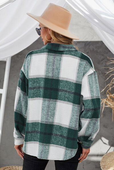 “The Range” Plaid Button Up Dropped Shoulder Jacket