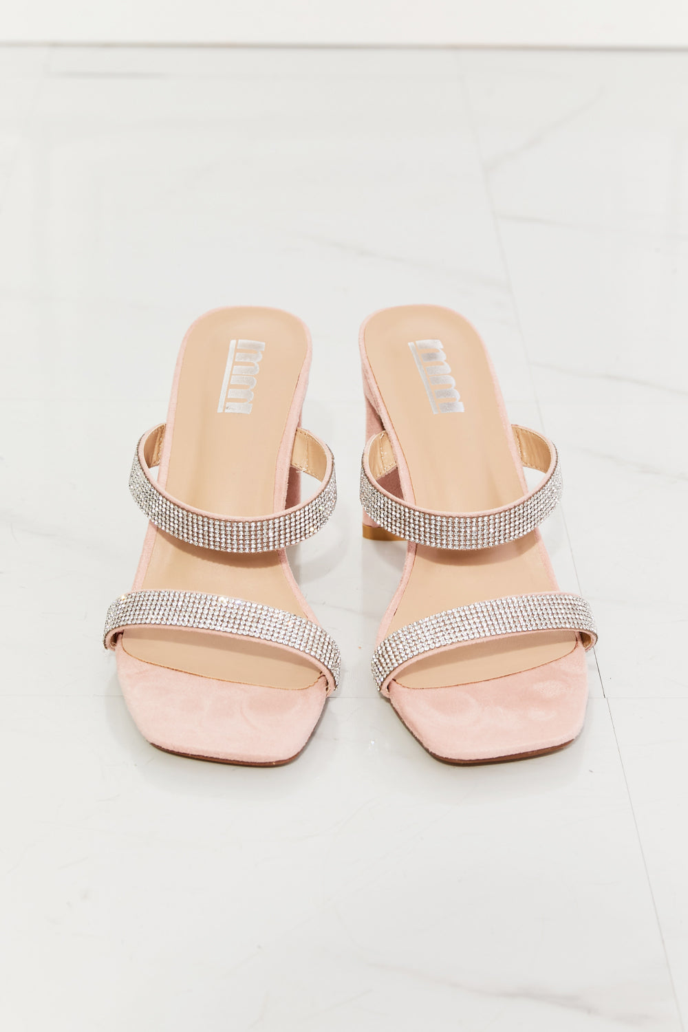 MM: “Leave A Little Sparkle” Rhinestone Block Heel Sandal in Pink