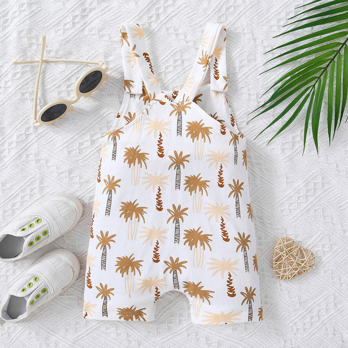 “Baby Brick: Coconut” Kids Botanical Print Overalls