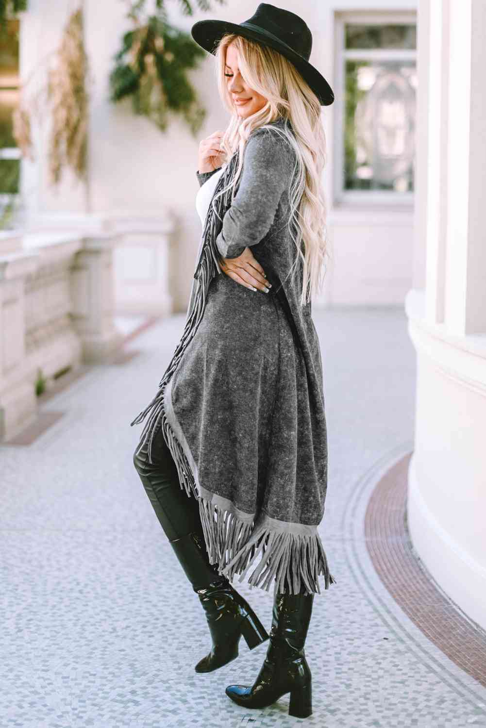 “The Maverick” Fringe Detail Long Sleeve Cardigan