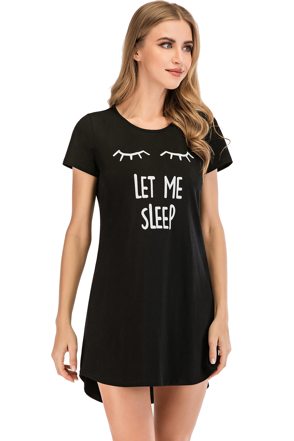 “The Sleep Graphics” Round Neck Short Sleeve Lounge Dress