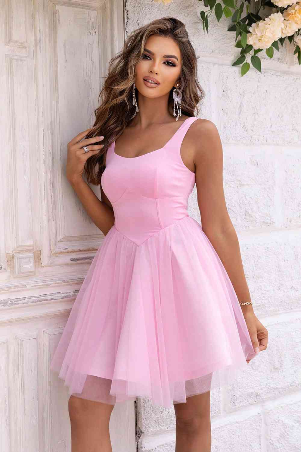 “The Sweet Sixteen” Wide Strap Mesh Dress