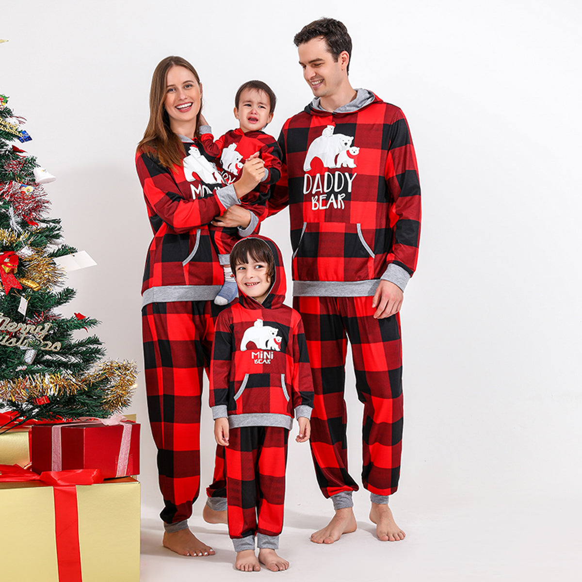 “THE DADDY BEAR” Graphic Hoodie and Plaid Pants Set