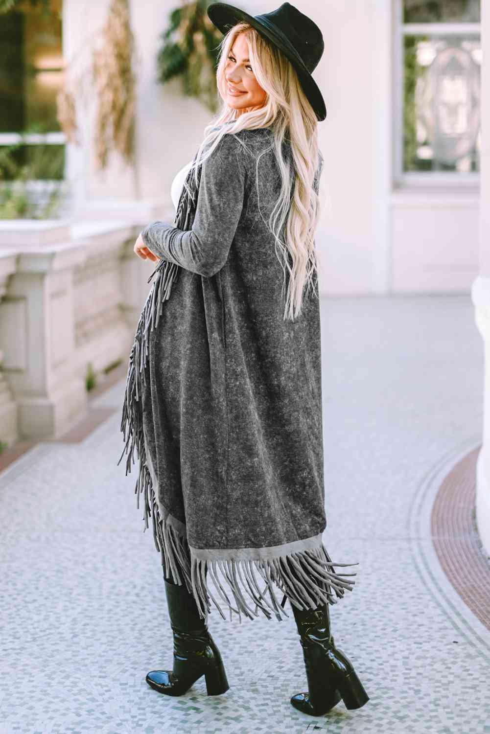 “The Maverick” Fringe Detail Long Sleeve Cardigan