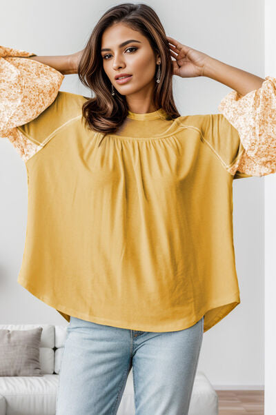 “The Perla” Printed Detail Balloon Sleeve Blouse