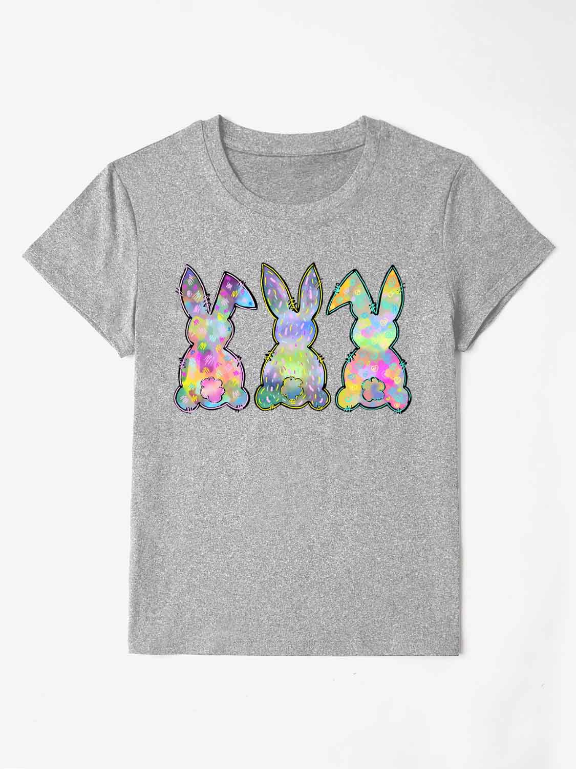 “The Rabbit Trio” Round Neck Short Sleeve T-Shirt