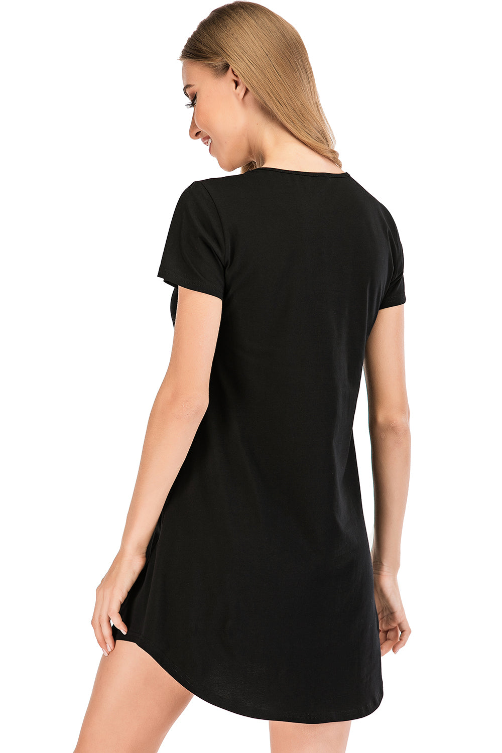 “The Sleep Graphics” Round Neck Short Sleeve Lounge Dress