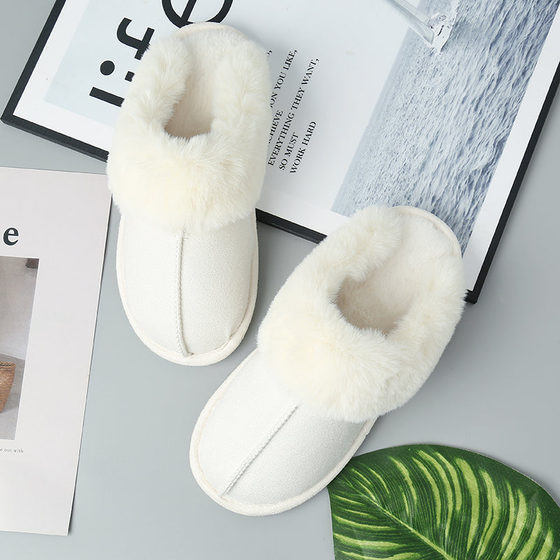 “The Cream Toe” Faux Suede Center Seam Slippers