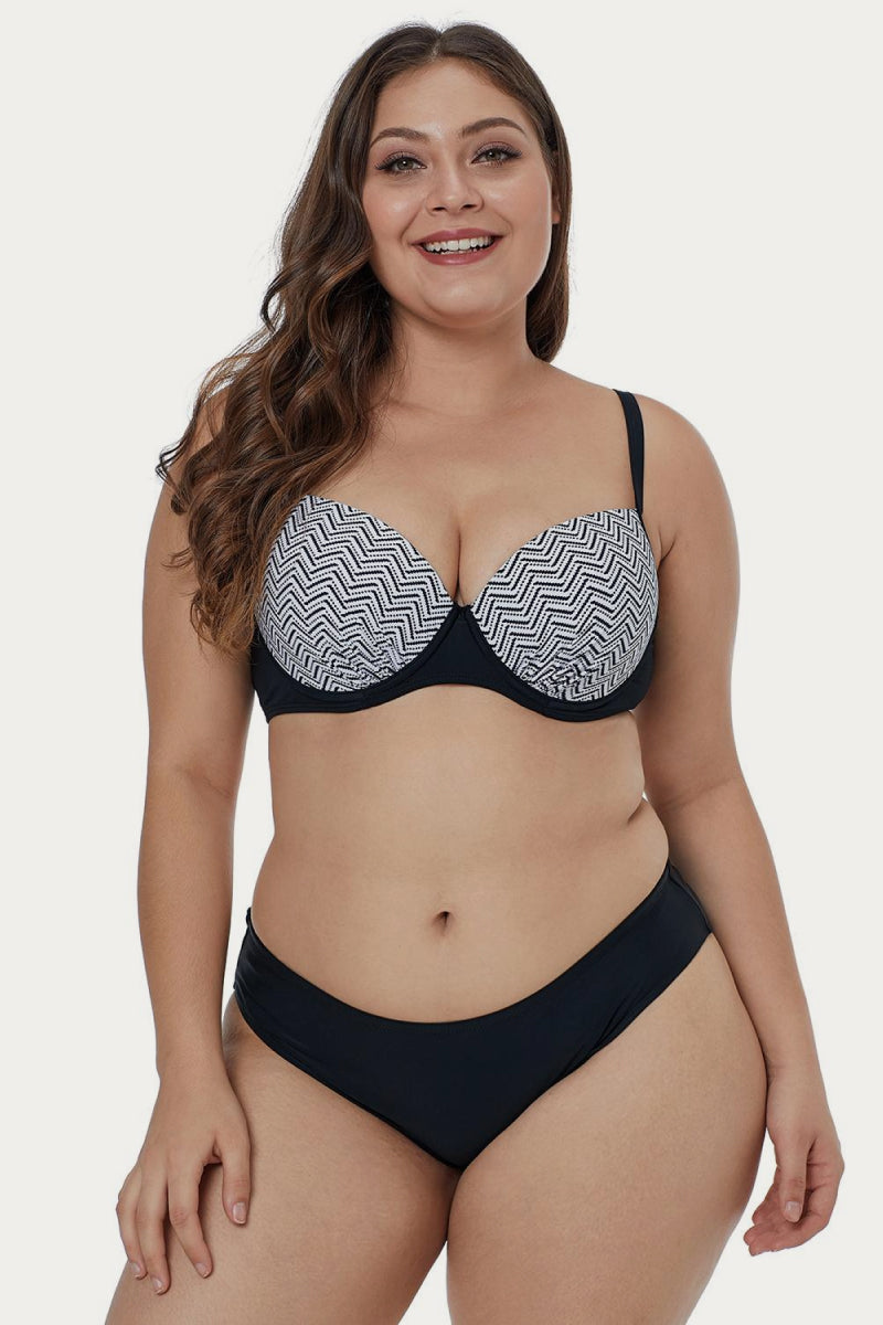 “The See Waves” Print Plus Size Bikini Set