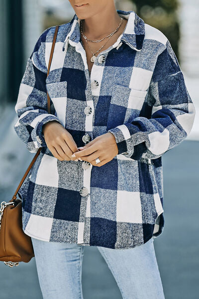 “The Range” Plaid Button Up Dropped Shoulder Jacket