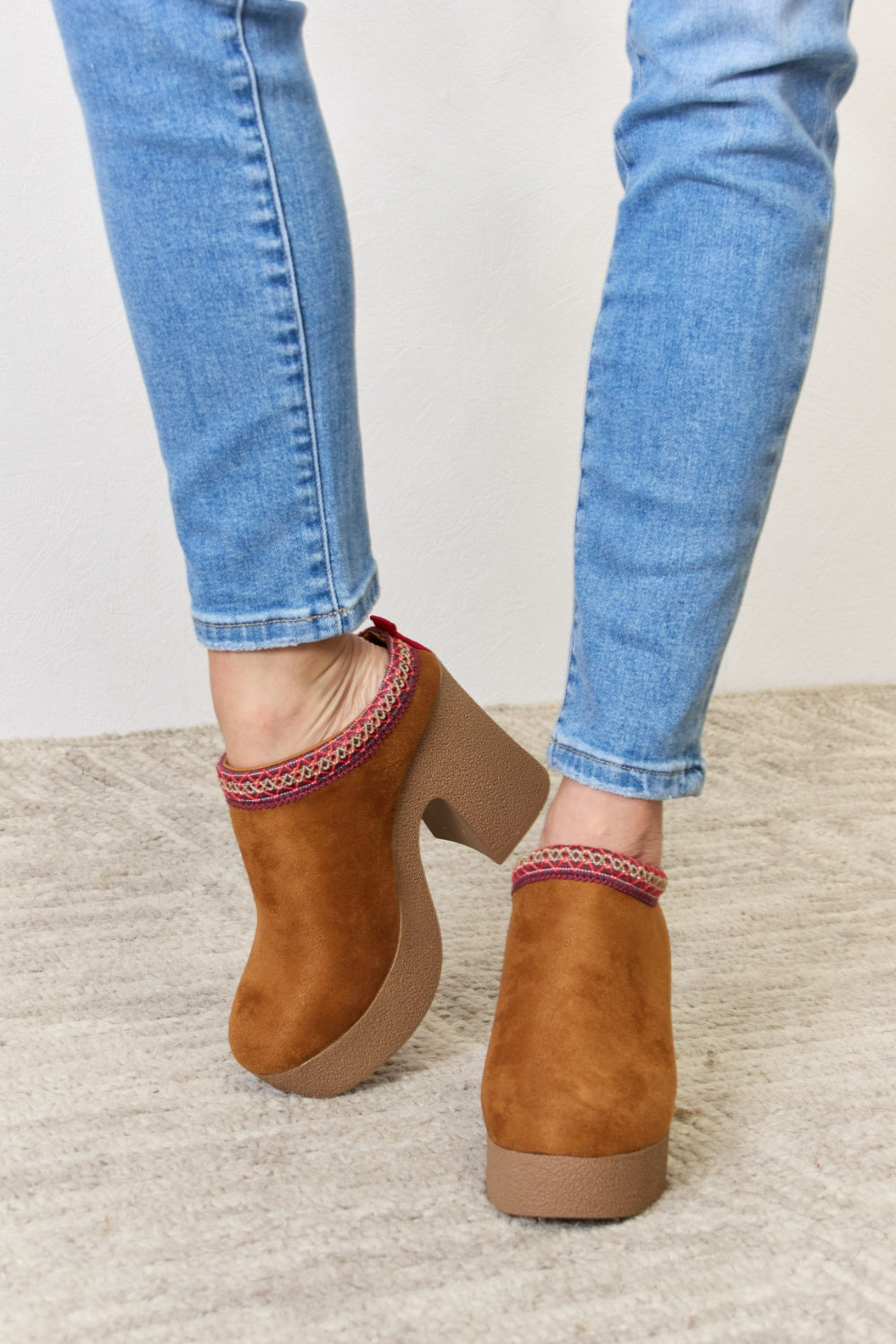 “The Clogger” Footwear Platform Suede Clog Heel