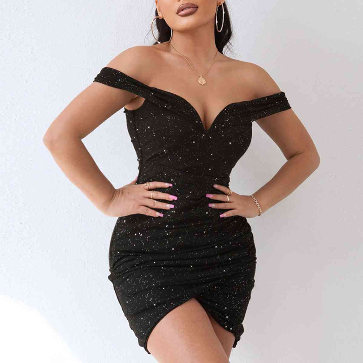 “The Off The Glit” Sequin Off-Shoulder Mini Dress