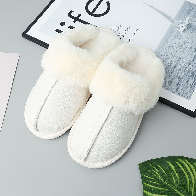 “The Cream Toe” Faux Suede Center Seam Slippers