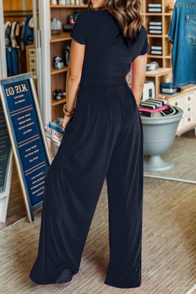 “The PERFECT SET” Short Sleeve Top and Wide Leg Pants Set