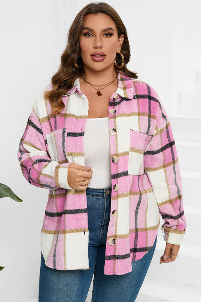 “The Range” Plaid Button Up Dropped Shoulder Jacket