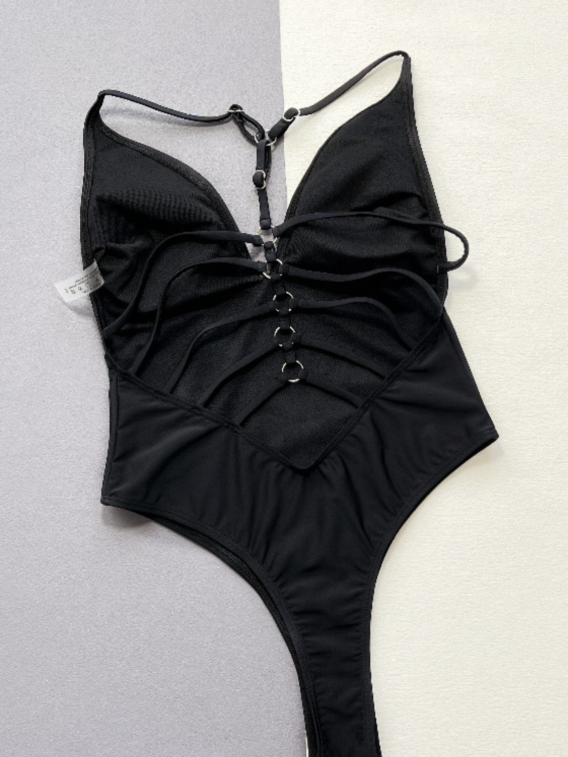 “The Backlash” Cutout Plunge Spaghetti Strap One-Piece Swimwear