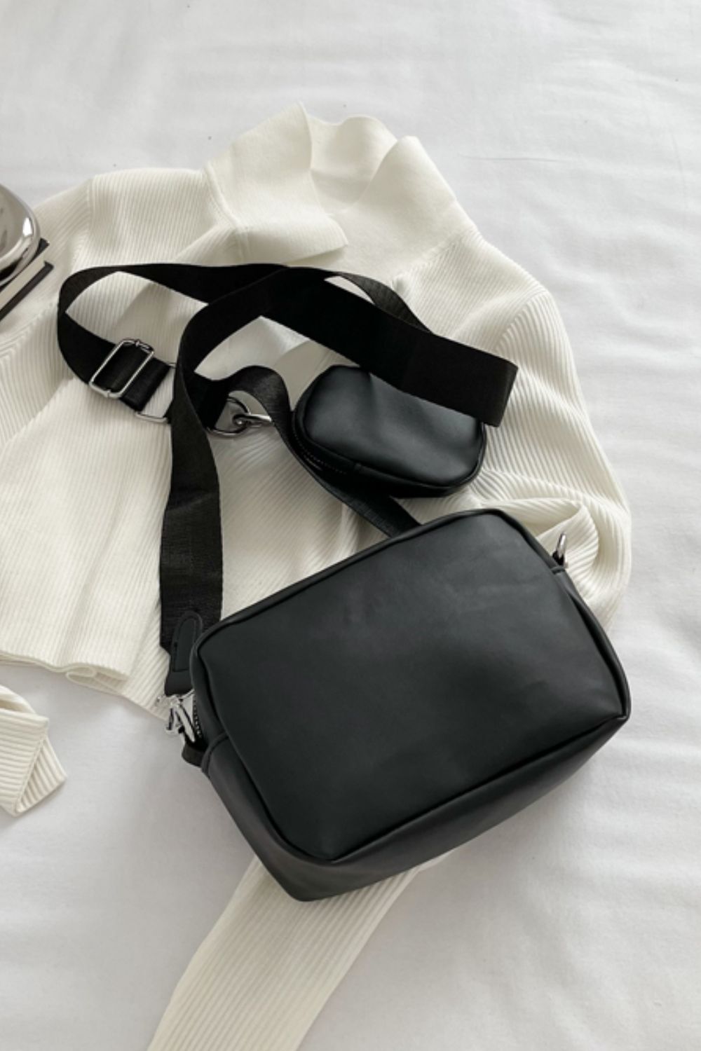 “Too Tote” Leather Shoulder Bag with Small Purse