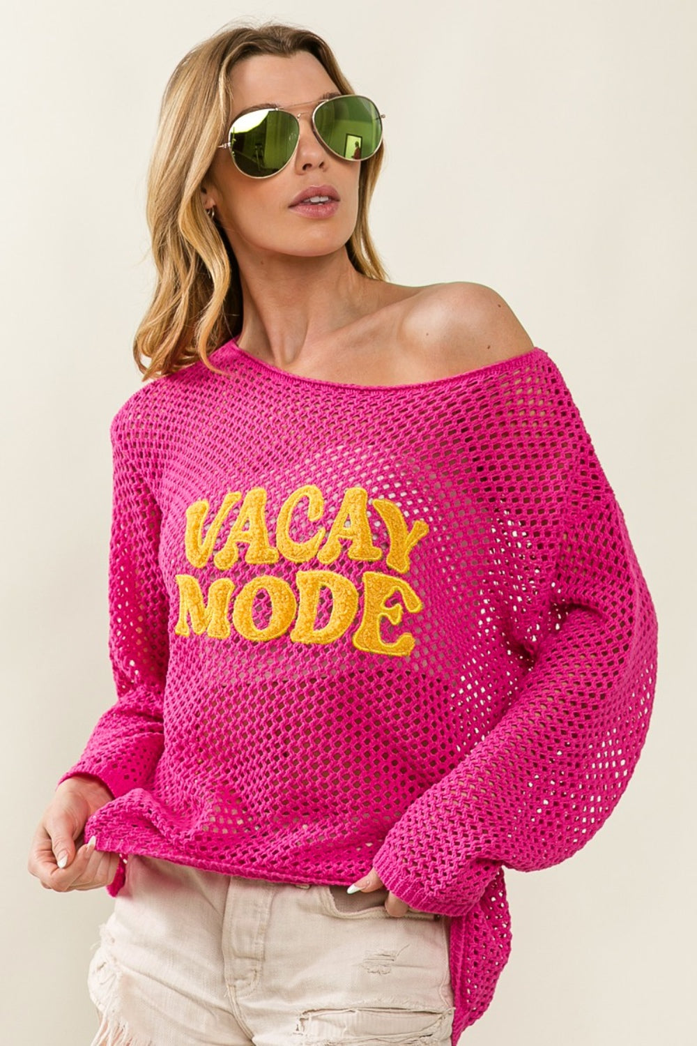“The VACAY MODE” Embroidered Knit Cover Up
