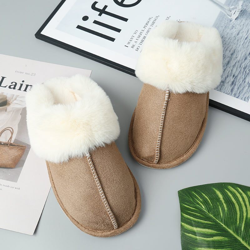 “The Cream Toe” Faux Suede Center Seam Slippers