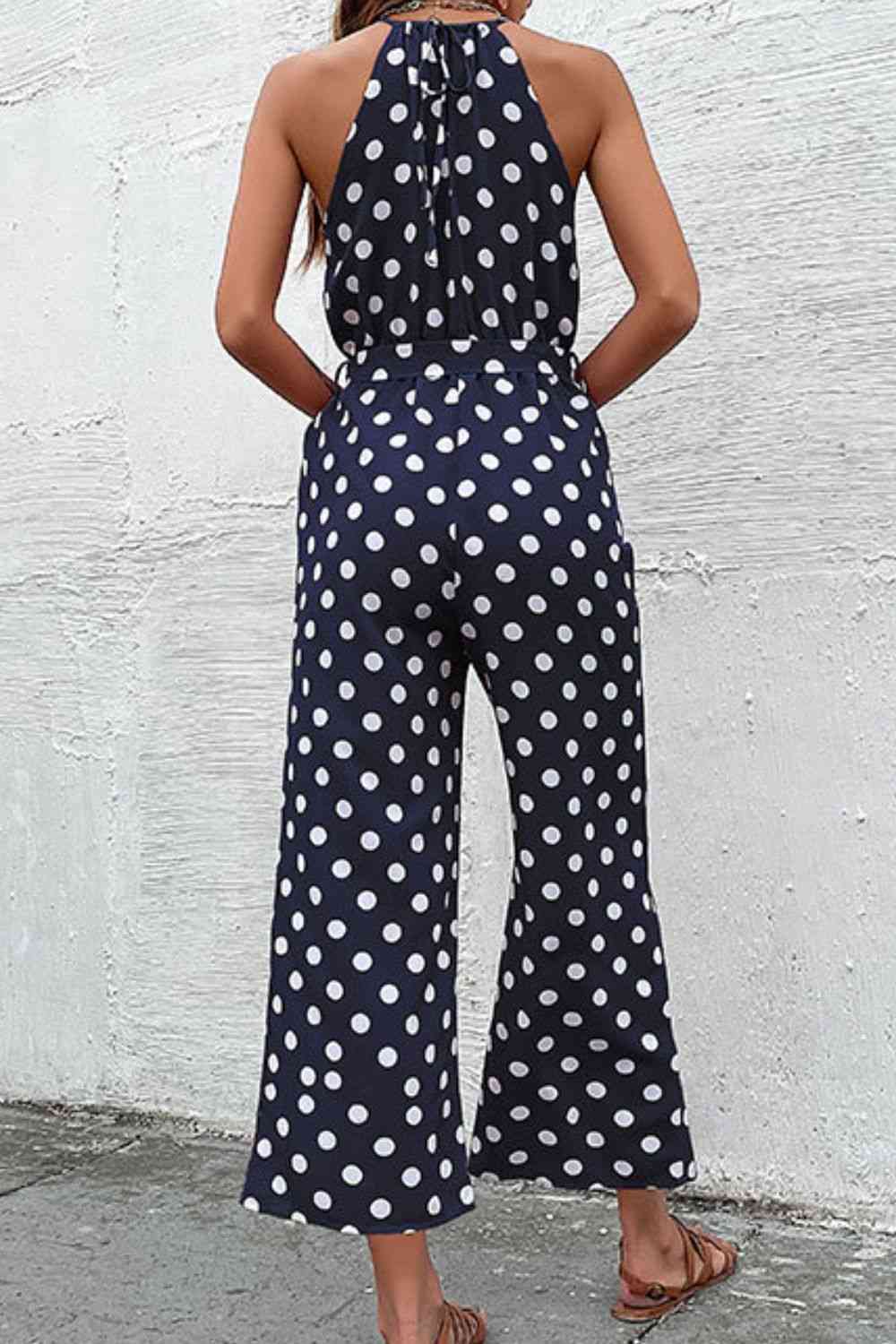 “The Corporate Picnic” Polka Dot Grecian Wide Leg Jumpsuit