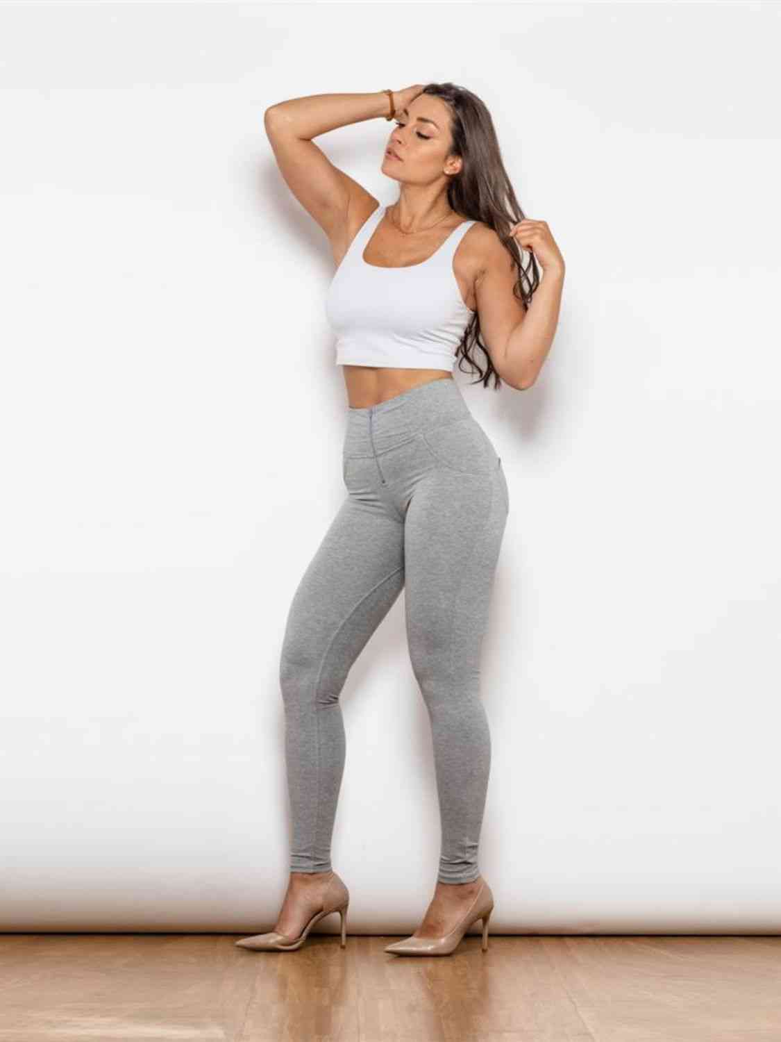 “The Cuff Her” Full Size Zip Detail High Waist Leggings