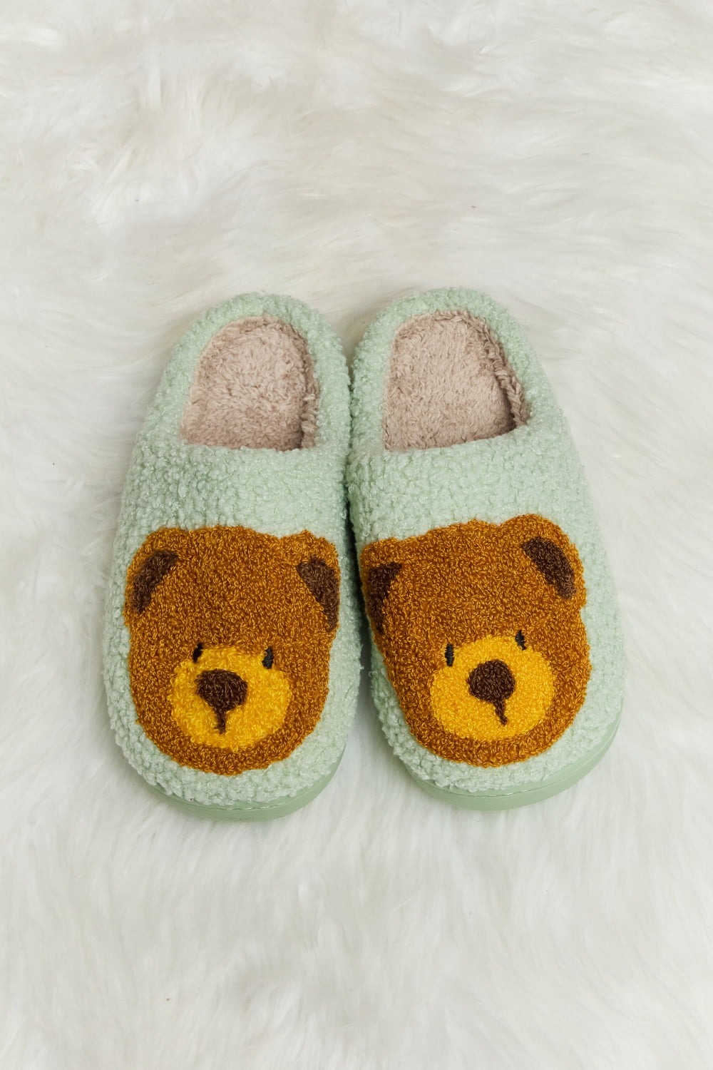 “The Teddy Bear” Print Plush Slide Slippers