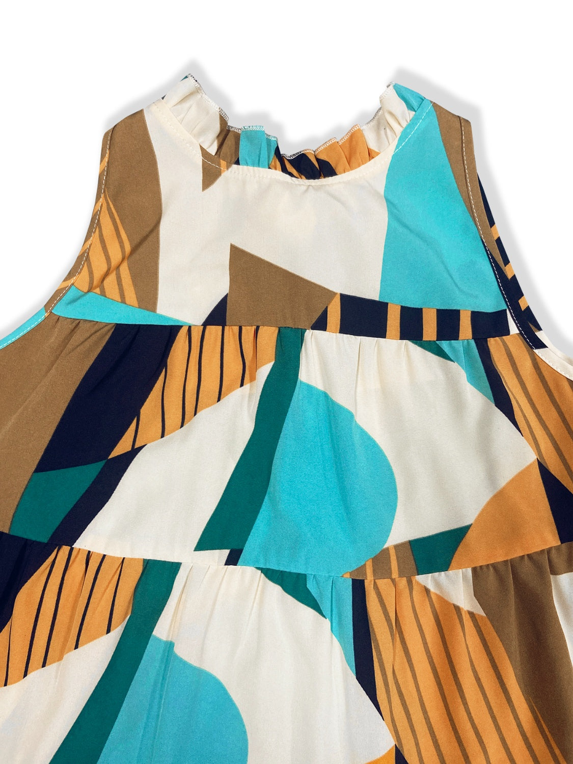 “The Abstract Smock” Printed Mock Neck Mini Dress