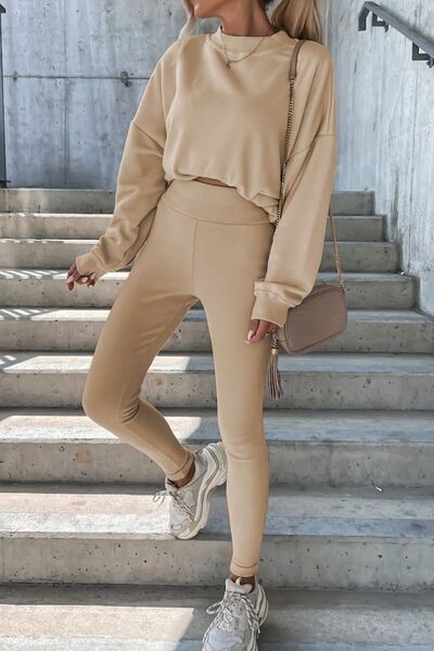 “The Baby J” Round Neck Dropped Shoulder Sweatshirt and Pants Set