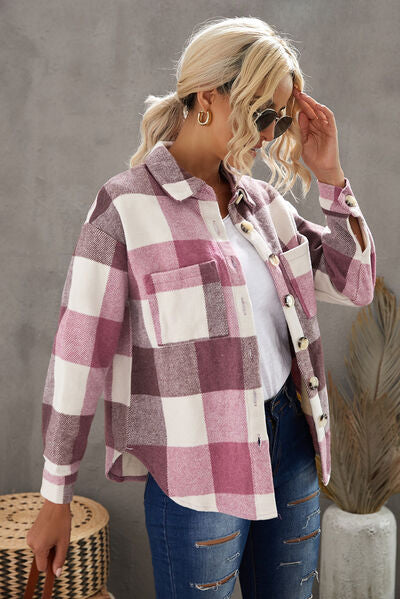 “The Range” Plaid Button Up Dropped Shoulder Jacket