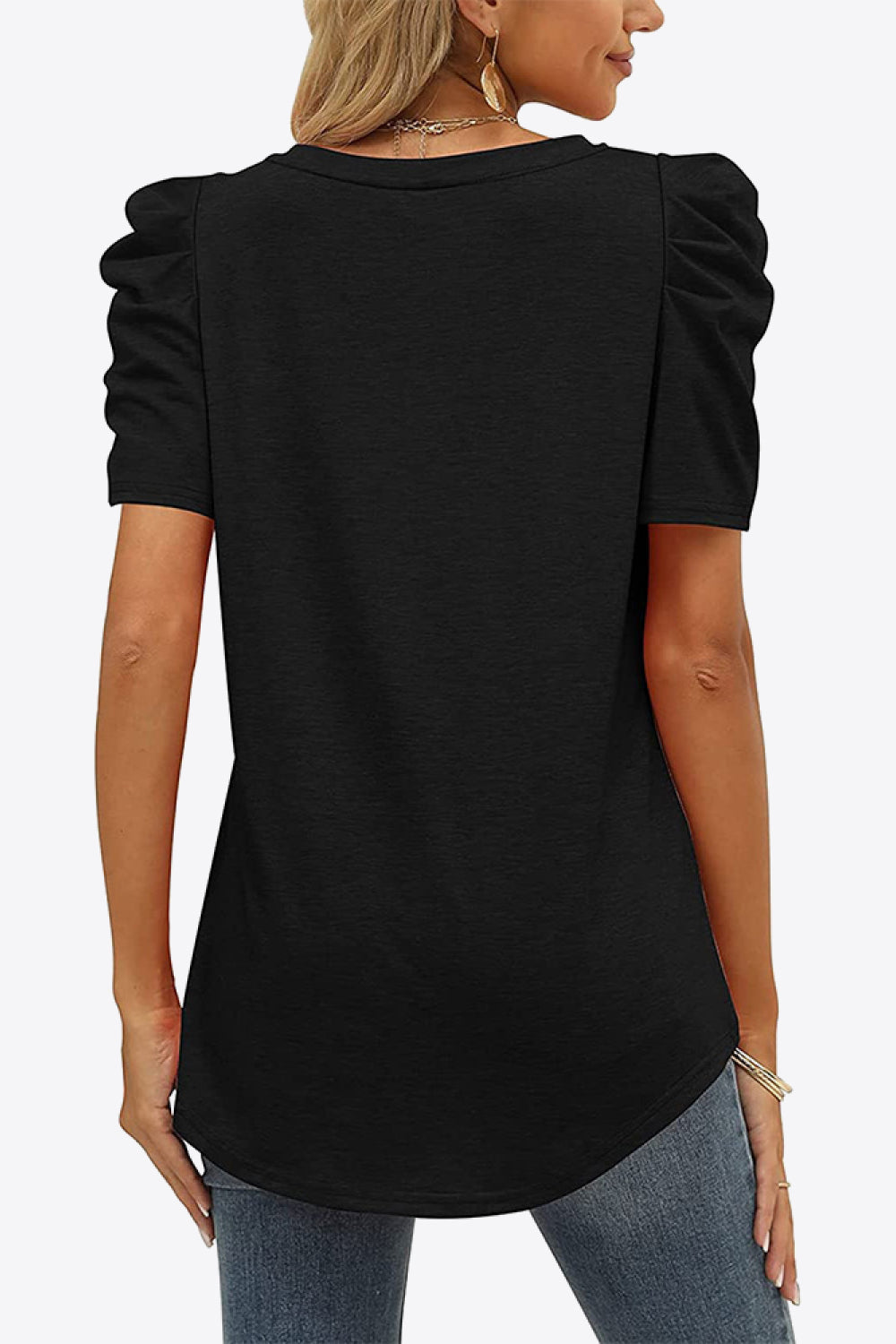 “The Fighter” V-Neck Puff Sleeve Tee