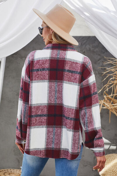 “The Range” Plaid Button Up Dropped Shoulder Jacket