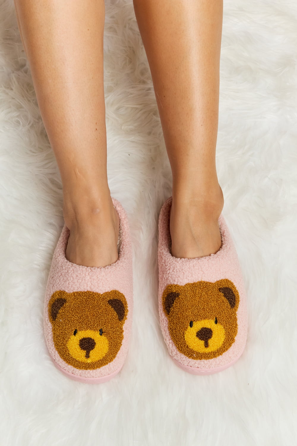 “The Teddy Bear” Print Plush Slide Slippers