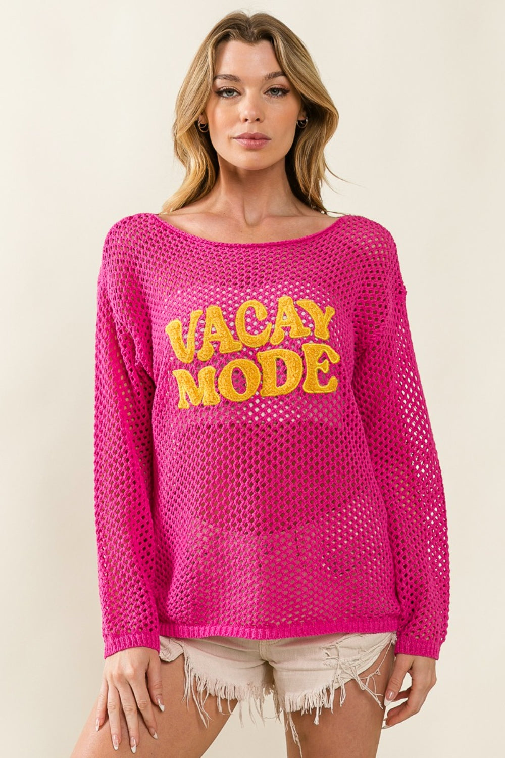 “The VACAY MODE” Embroidered Knit Cover Up