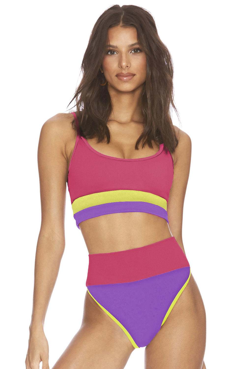 “The Deep Cover” Color Block Spaghetti Strap Two-Piece Swim Set