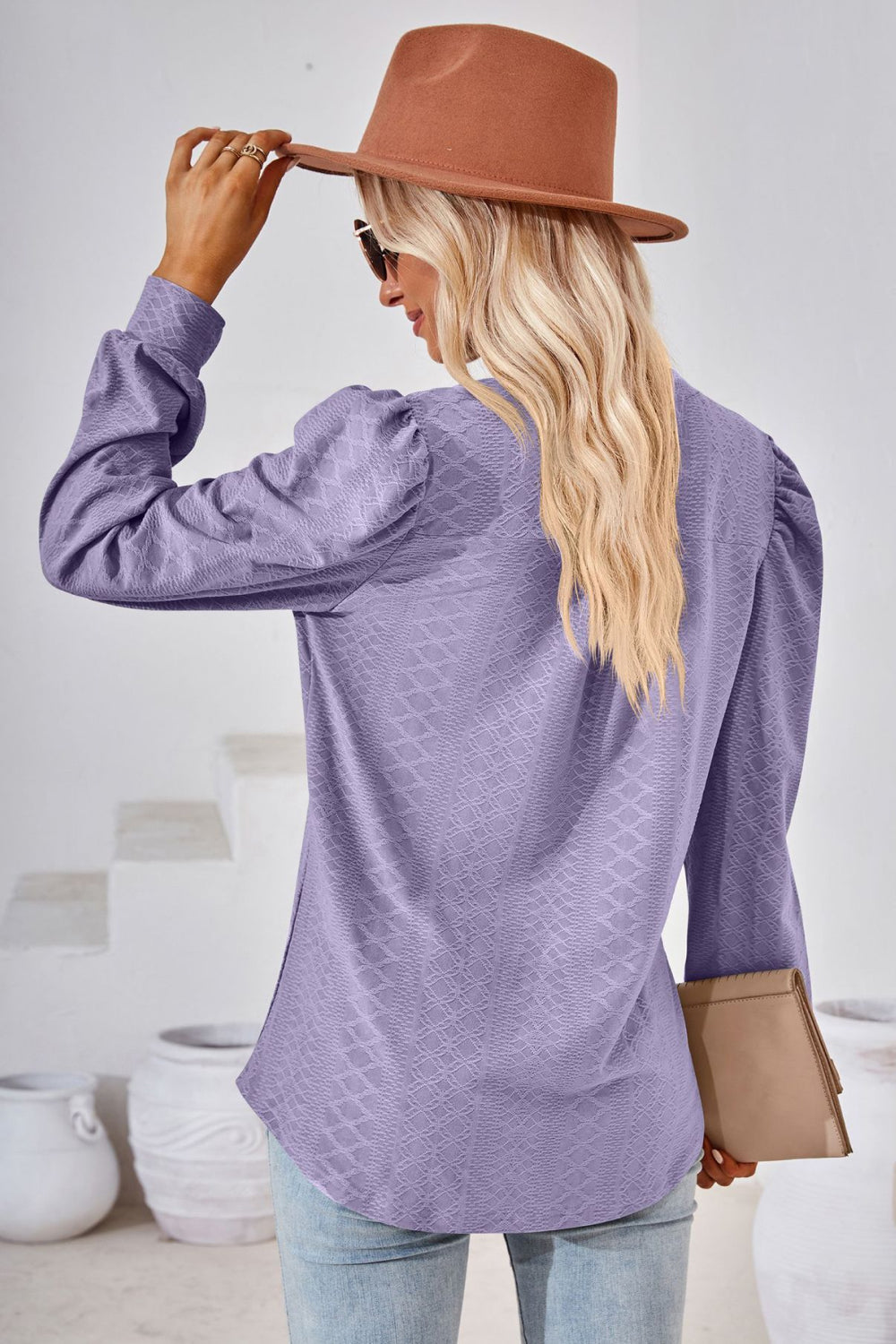 “The Visit To Indy” V-Neck Puff Sleeve Blouse