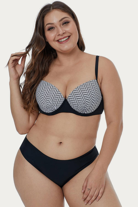 “The See Waves” Print Plus Size Bikini Set