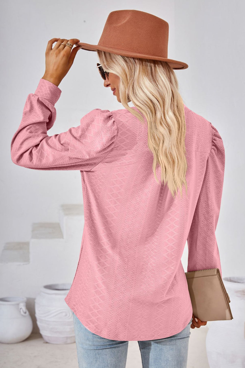 “The Visit To Indy” V-Neck Puff Sleeve Blouse