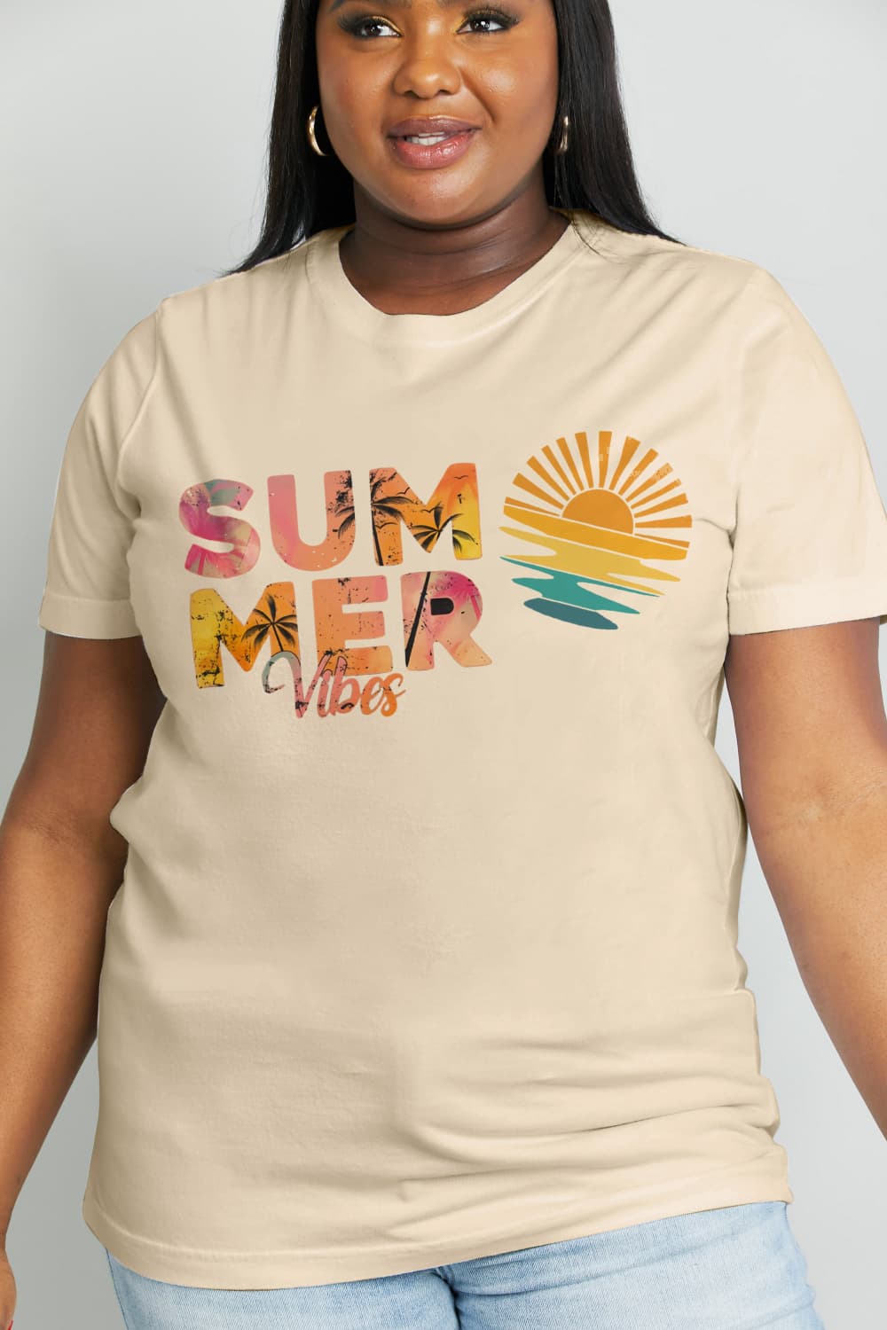 “The Summer Vibes” Full Size SUMMER VIBES Graphic Cotton Tee